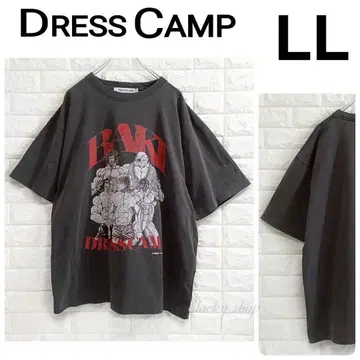 [미사용] 드레스캠프 바키 콜라보 집합 헤짐 T셔츠 블랙 LL