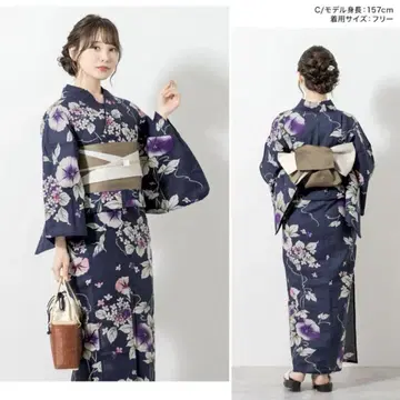 bonheur saisons 보누르 세존 유카타 단품 네이비 나팔꽃
