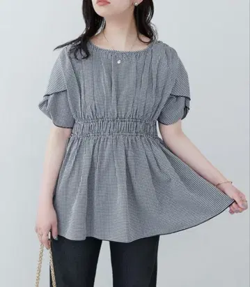 내추럴 꾸뛰르 osono 꼬임 소매 페플럼 튜닉