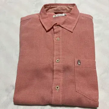 Hush Puppies 7부 셔츠 M 빨간색 체크 무늬