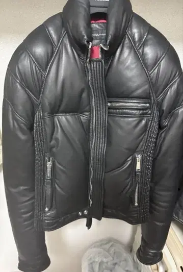 DSQUARED2 블랙 가죽 자켓 46 라이더 바이크