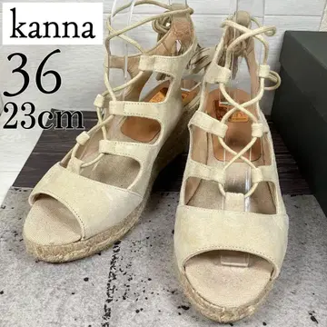 kanna 23 크로스 스트랩 끈 웨지 샌들 레이스업