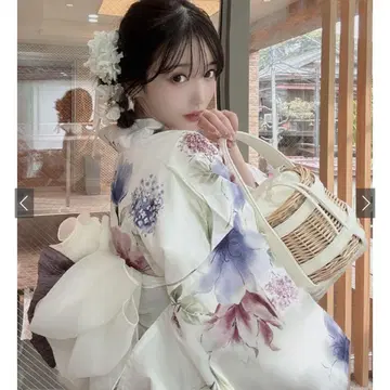 grl 유카타 수채화 꽃무늬 유카타 세트