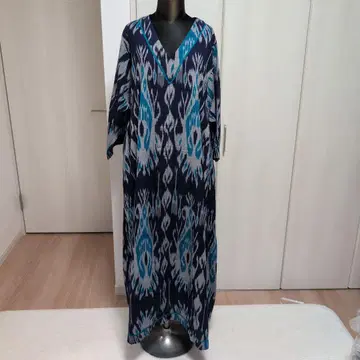[새상품급] matta 네이비와 터콰이즈 롱 원피스 맥시 길이