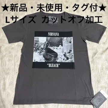 Nirvana 티셔츠 L 그레이 BLEACH 컷오프 데미지 가공 새상품