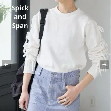택 포함 새 상품 스픽앤스팬 리본 슬리브 풀오버 화이트 프리