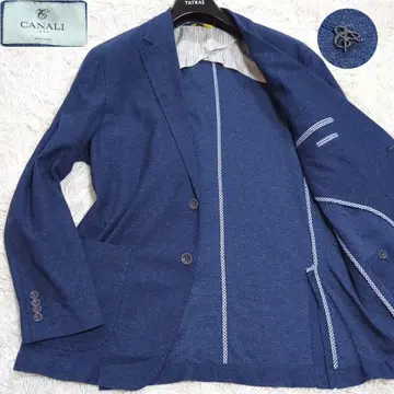미사용급 4XL/56 CANALI 앙콘 테일러드 자켓 봄/여름 네이비