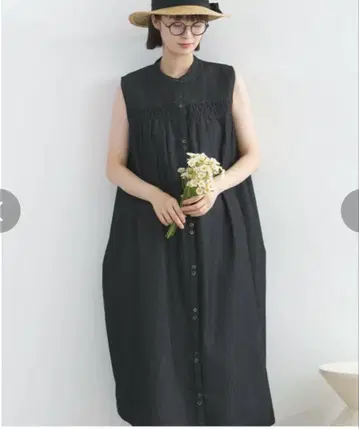 lupilien 루피리앙 데님 핀턱 슬리브리스 원피스