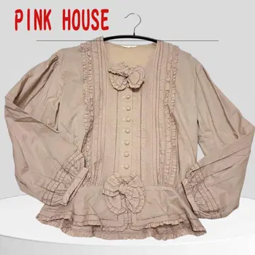 [새상품급] PINK HOUSE 피코프릴 턱 리본 싸개버튼 레이스