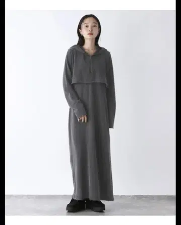 지나시스 지퍼 후드 원피스