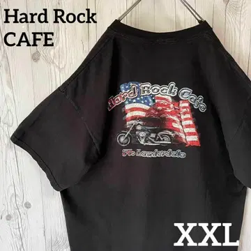 새상품급 하드 록 카페 반팔 티셔츠 블랙 백 프린팅 USA 2XL