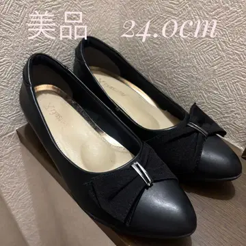 새상품급 footsuki 풋스키 가죽 펌프스 블랙 리본 24.0cm