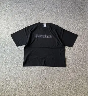 00s 아트t 그래픽t 음표 프린트 블랙 티셔츠 y2k