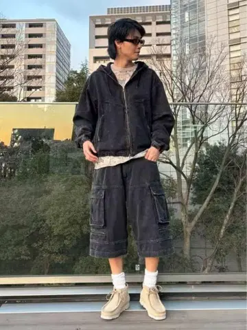 컨디션 최상!! BEAMS 페이드 지퍼 블루종 & 카고 팬츠
