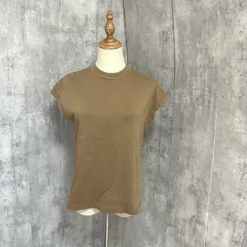 무인양품 프렌치 슬리브 심플 베스트 슬리브리스 무지 하이넥