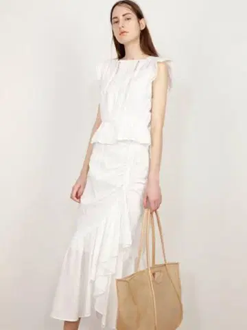 snidel 화이트 프릴 롱 스커트