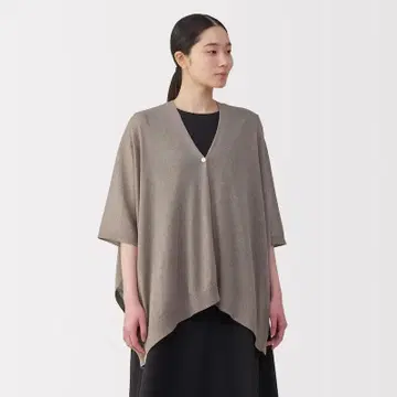 UV 차단 강선 코튼 볼레로 버튼 포함 그레이쉬 브라운