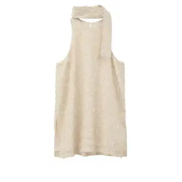 [CLANE] FEATHER RIBBON NOSLEEVE TOPS