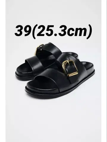 [완판템] ZARA 버클 플랫 샌들 사이즈 39 25.3cm 새상품
