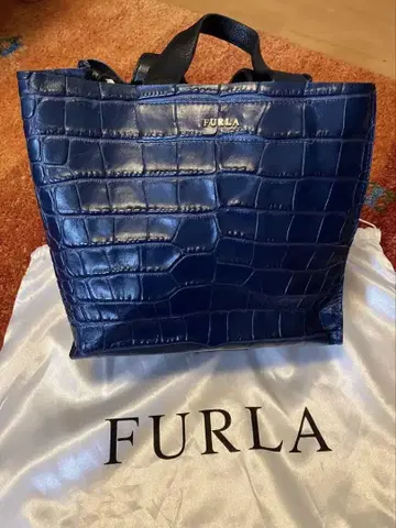 [컨디션 최상!] FURLA 악어 엠보싱 가죽 핸드백