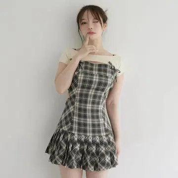 andmary Karen check mini dress AM1324