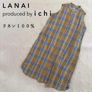 LANAI ichi 린넨 슬리브리스 체크 원피스