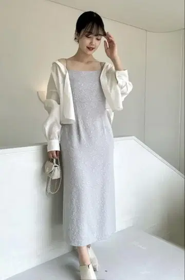 셔츠 세트 자카드 캐미 원피스