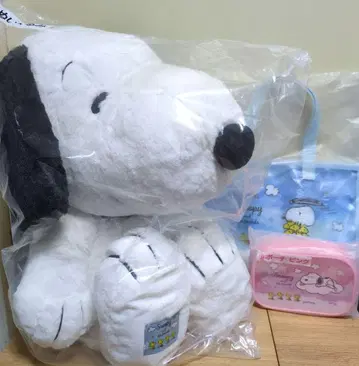 스누피 산리오 뽑기 봉제 인형 토트백 파우치 세트