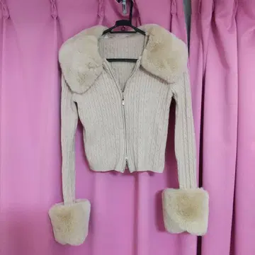 SHEIN 베이지 에코 퍼 니트 자켓 S 사이즈