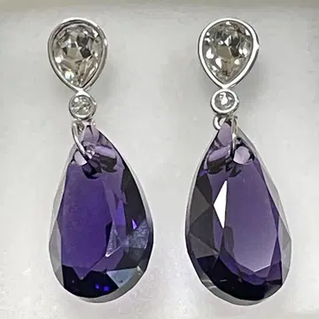 SWAROVSKI 스와로브스키 퍼플 드롭 귀걸이 티어드롭