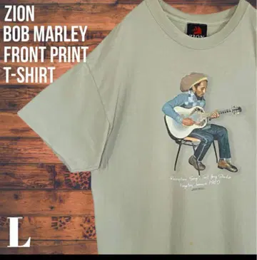 레어 디자인 ZION 밥 말리 프론트 프린트 티셔츠 L 사이즈