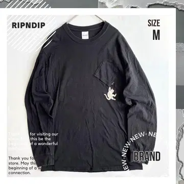 [ RIPNDIP ] 티셔츠 롱티 블랙 XL 포켓 프린트