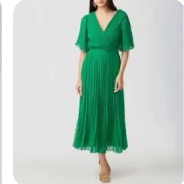 ZARA 롱 원피스 플리츠 스커트 그린 사이즈 M 드레스