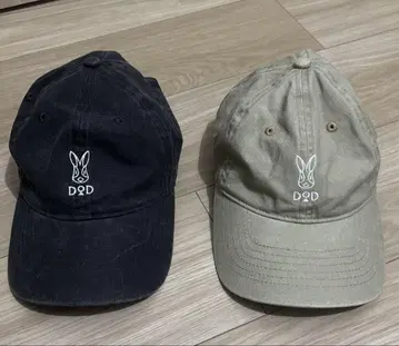 DOD 토끼 자수 캡 블랙&베이지 2개 세트