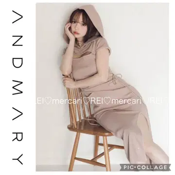 andmary 앤드마리 슬릿 원피스 롱 후드 정품