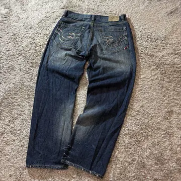 초와이드 쿠지 W38 COOGI 자수 와이드 배기 데님 B계 y2k
