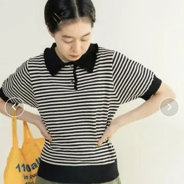 차일드우먼 강연면 옷깃 프릴 폴로 니트