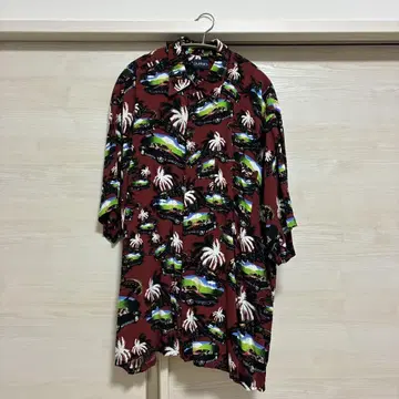 puritan 하와이안 패턴 알로하 셔츠 빨간색 빈티지