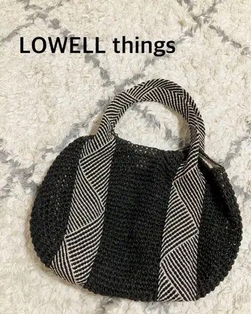 LOWELL things 핸드백 블랙과 화이트 스트라이프 뜨개질