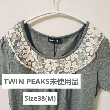 택 포함 미사용품 TWIN PEAKS 꽃무늬 자수 티셔츠 M 사이즈