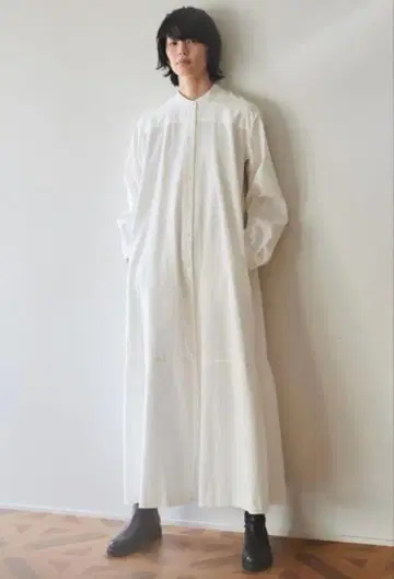 화이트 긴팔 셔츠 원피스