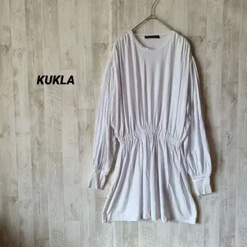 KUKLA 화이트 셔링 허리 실루엣 미니 길이 원피스 긴팔