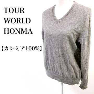 TOUR WORLD HONMA 캐시미어 100% V넥 스웨터