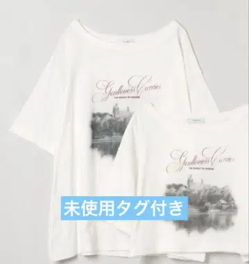 택 포함 JEANASIS 보트넥 프린트 T