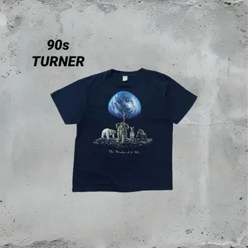 90s TURNER 반팔 티셔츠 애니멀 지구 빈티지 USA제 XL