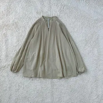 노카라 셔츠 넉넉한 플리츠 키넥 풀오버 블라우스 무지