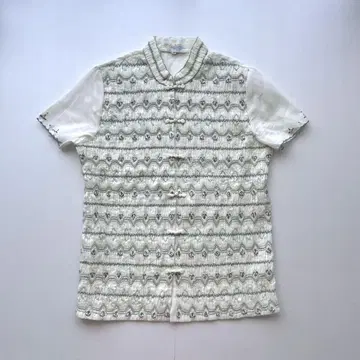 Vintage Lily 백합꽃 상의 쇼와 레트로 차이나 8090년대