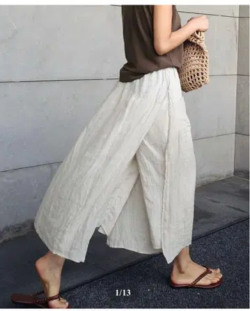 아이보리 린넨풍 가우초 팬츠