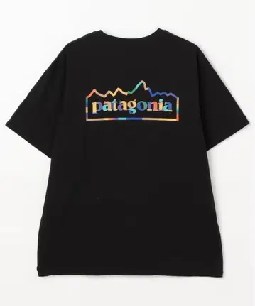 미사용 새상품 [ M ] patagonia 블랙 로고 티셔츠