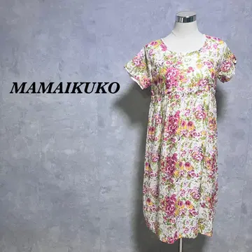 MAMAIKUKO 원피스 반팔 종아리 기장 꽃무늬 M~L 4217